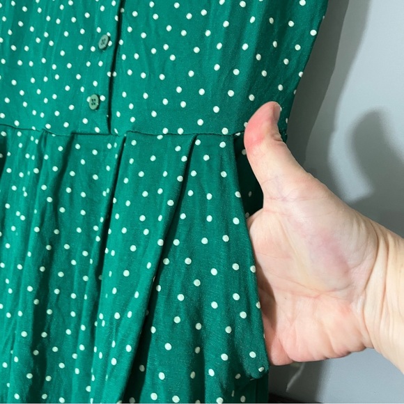 Boden Green Polka Dot Dress w/ Pockets V-Neck US Size 2 - Picture 9 of 14